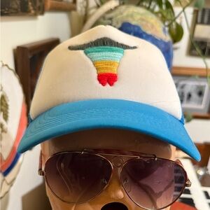 Embroidered cow skull trucker hat